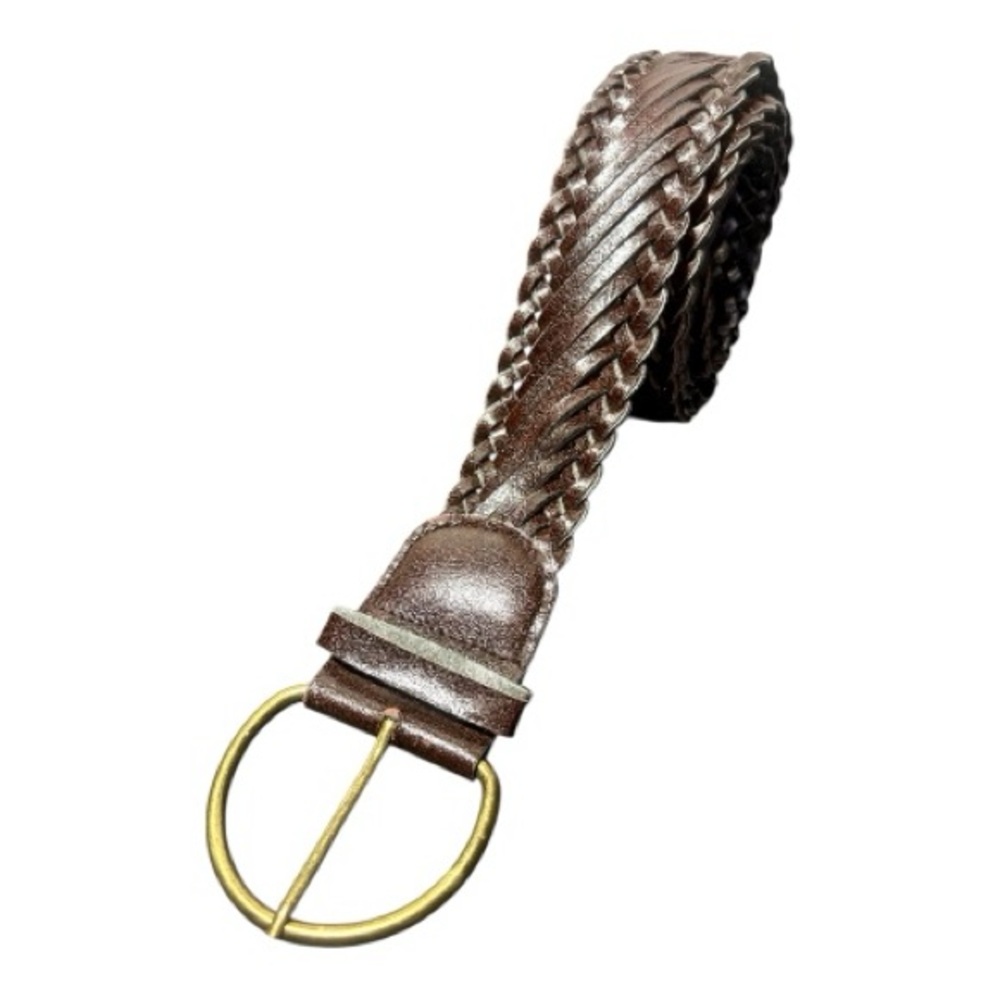 Brown Braided Belt with Gold Buckle